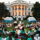 Girl Scouts from around the country at a camp out on the South Lawn of the White House with Barack and Michelle Obama. Photo via Getty.